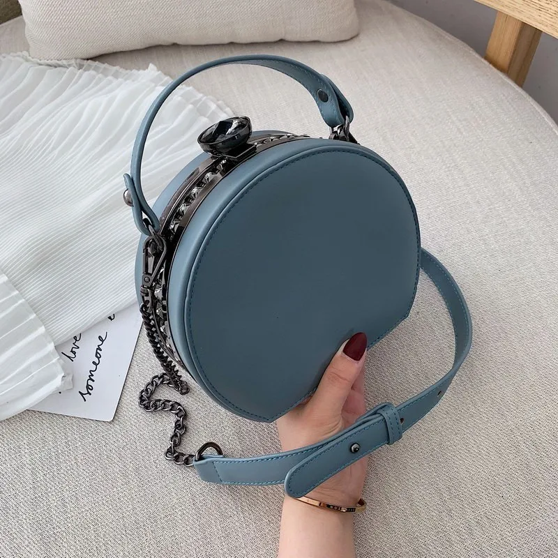 STYLE 1 Модные круглые сумки с заклепками для женщин роскошные сумки женские сумки дизайнерские цепочки бриллианты дамские сумки через плечо - Цвет: STYLE 1