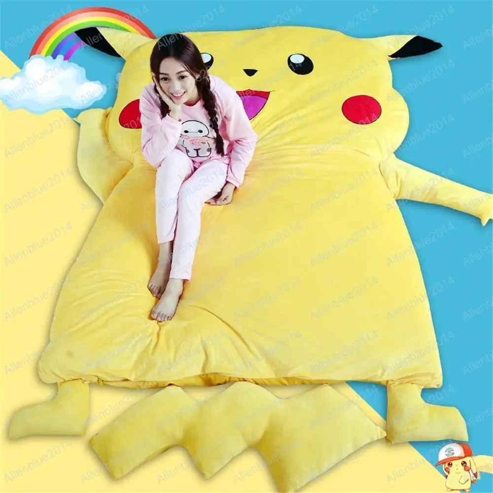 Giant Pikachu Sleeping Bag Cotton Filled Tatami Mattress Quilt Sofa Double Bed Cushion Plush Memory Foam Big Xmas Birthday Gift