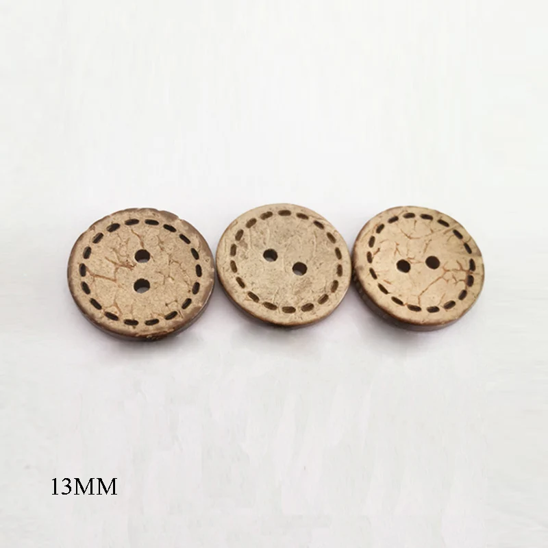 13mm 50 шт. деревянная кнопка Кокосовая Кнопка милый 2 отверстия на одежде кнопка аксессуары Ручное шитье - Цвет: 13mm