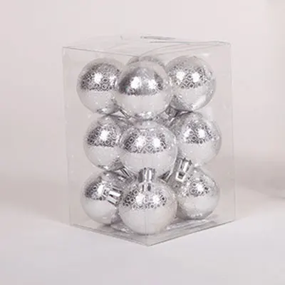4CM Circle 12PC 4-10 см серебряная Тыква Форма Рождественская елка мяч костюм год креативный кулон подарок украшения для дома - Цвет: 4CM Circle 12PC