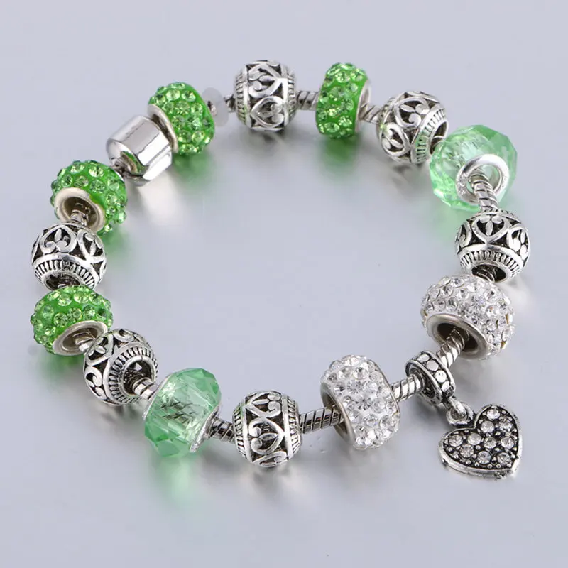 2017 Винтажный серебряный браслет LIVVY из хрустального стекла женский с шармами в