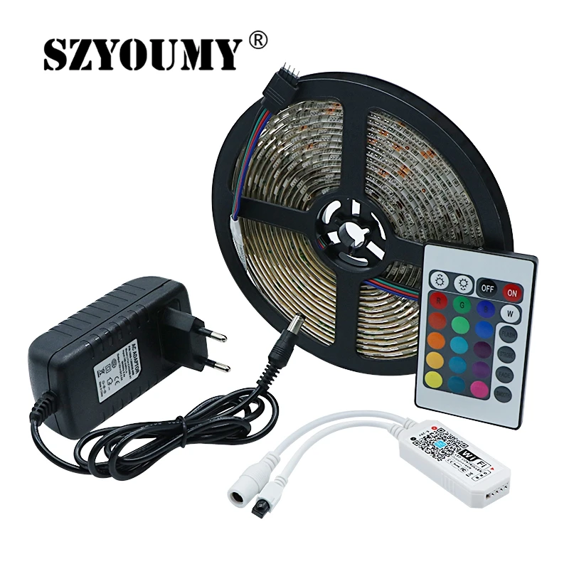 SZYOUMY 5 м 5050 RGB WIFI Светодиодная лента Водонепроницаемая пульт дистанционного