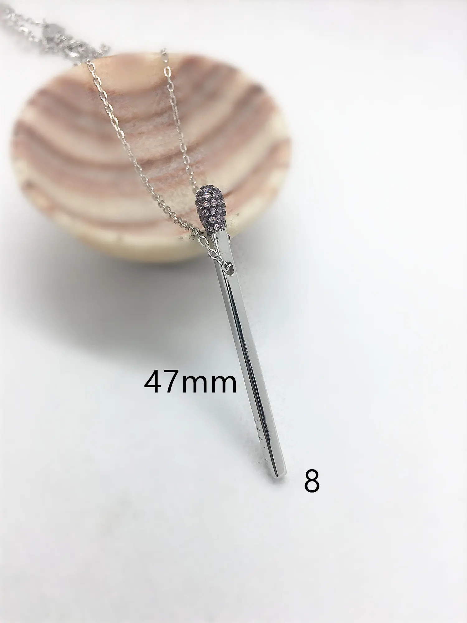 white-pink head 8 Спичечная палочка, подвеска, ожерелье, черный и красочный Циркон, установка спичек, 925 пробы, серебряная цепочка, ожерелье, модное женское ювелирное изделие - Окраска металла: white-pink head 8