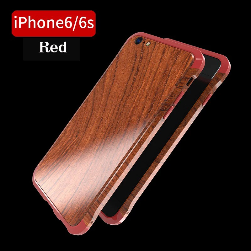 Для iPhone 6 6S чехол Роскошный аксессуар Фирменная алюминиевая металлическая рамка+ натуральная древесина Броня защитный противоударный задний Чехол для телефона чехол