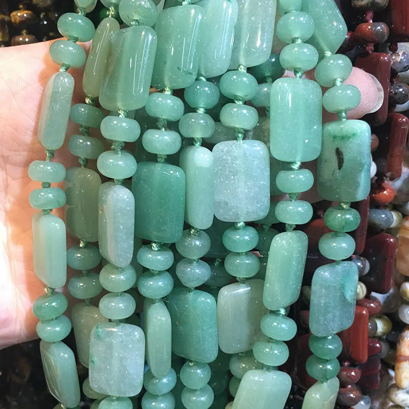 Green Aventurine Ожерелье из натурального камня ожерелье из розового кварца 23 Цвета на выбор 13X18 мм 6x8 мм 18 дюймов - Окраска металла: Green Aventurine