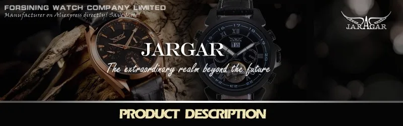 JARAGAR автоматические механические Военные Спортивные часы с календарем, мужские наручные часы с кожаным ремешком