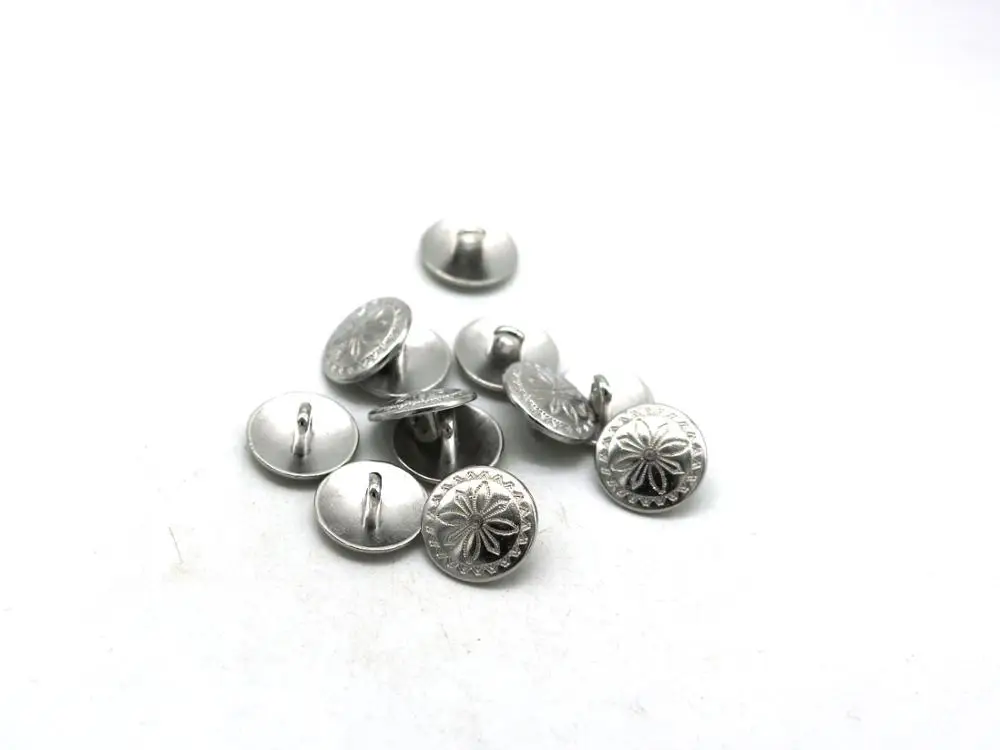 

30pcs 14mm Zinc metal alloy Sewing Button Metal Buttons Round silver button