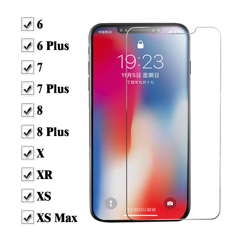 Защитное стекло для iphone 7, iphone 6, 7, 8 Plus, X, 10, XS Max, XR, Защитное стекло для iphone, iphe, X, S, R, armor, aifon, Tremp, Glas