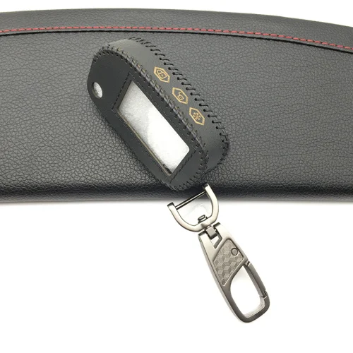Black line -keychain Кожаный чехол для Starline A91 A61 B9 B6 uncut blade fob чехол A91 складной 3 кнопки автомобиля Флип-пульт дистанционного управления защитный чехол - Название цвета: Black line -keychain