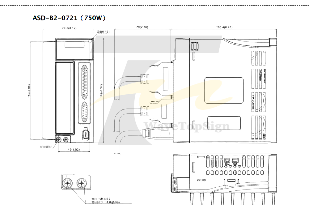 Сервомотором 750W B2 серии ASD-B2-0721-B+ ECMA-C20807RS+ 3M провода 2.39N.M 5.1A хорошее качество Применение для автоматической промышленности