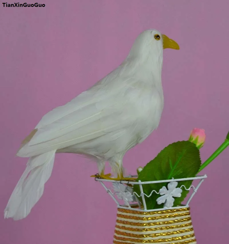 

about 25cm simulation dove bird hard model polyethylene&feathers white peace bird handicraft garden decoration s1125