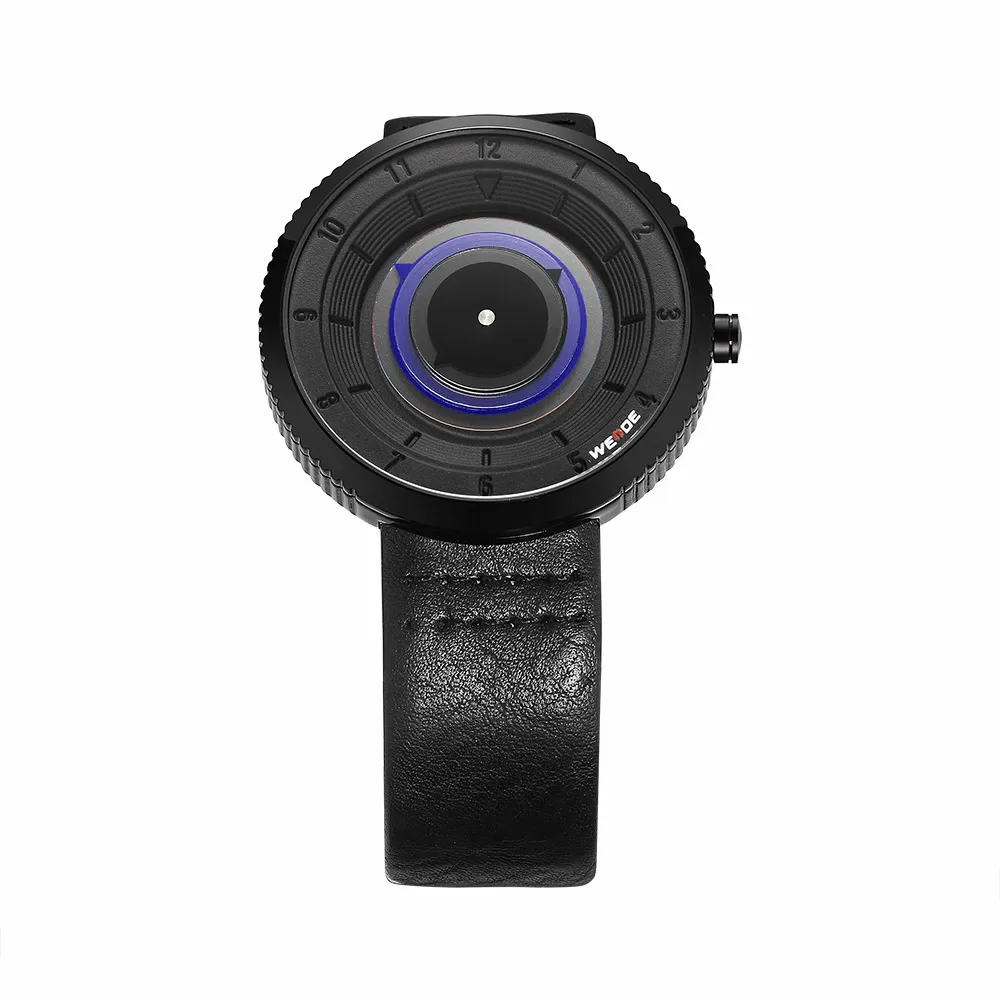 WEIDE Новые кожаные для мужчин s часы Роскошные брендовые водостойкие кварцевые Box
