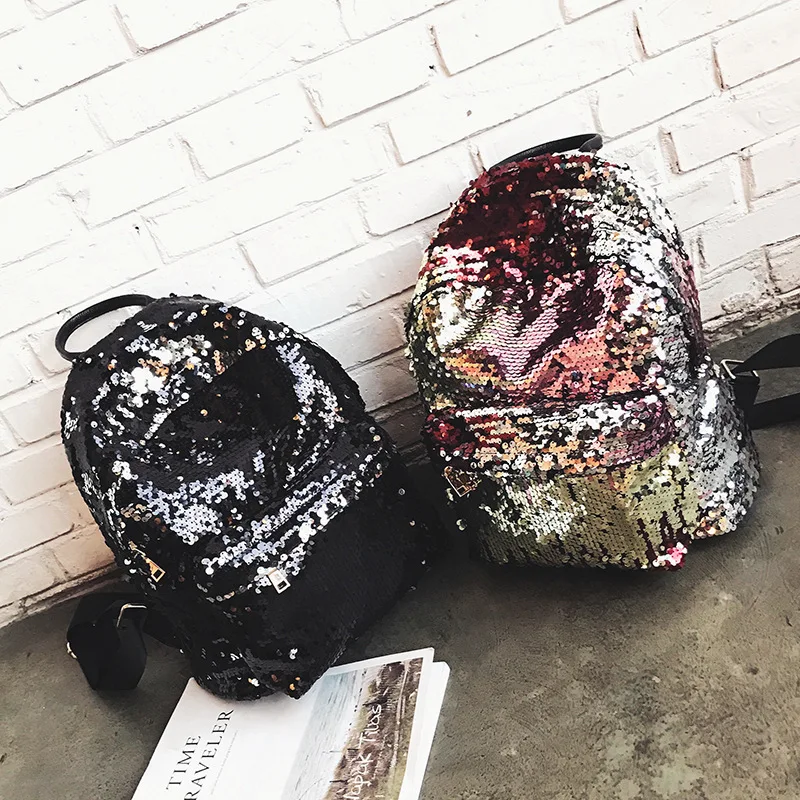 Уличный тренд в Корейском стиле с пайетками модель 2017 года зимний женский рюкзак