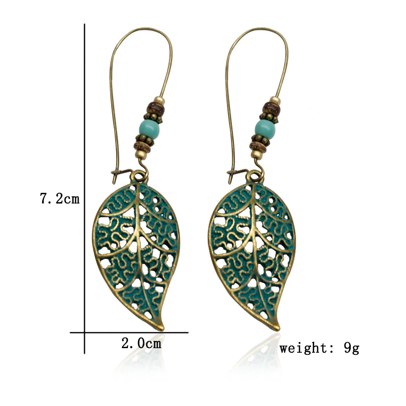 Темперамент листья полые Бусы Ретро серьги Бохо элегантные длинные подарок на