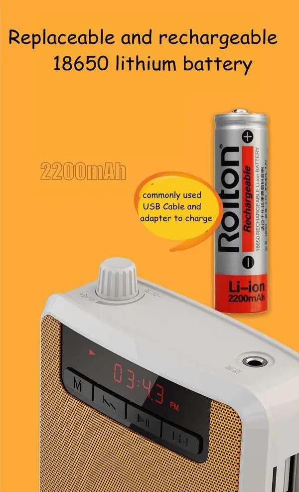 Портативный усилитель голоса Rolton, поясной ремень, зажим с FM TF MP3, Powerbank для гидов, учителя, микрофон для учителя