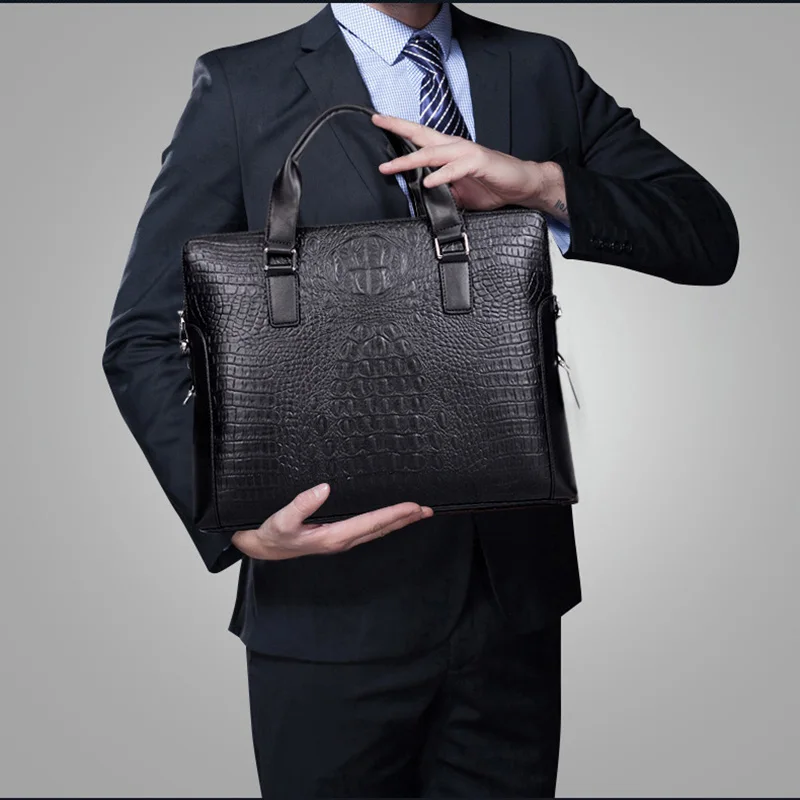 Брендовая новая деловая мужская сумка-тоут высококачественный крокодиловый