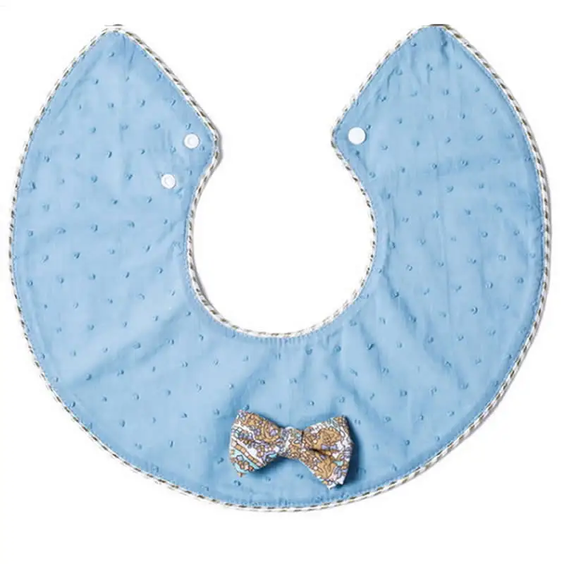 blue bow Детский слюнявчик, полотенце для слюней рис 360 круглый детский нагрудник хлопковый карман Материнские принадлежности для младенцев Детские нагрудники хлопок кружево кисточка бант отрыжка ткани - Цвет: blue bow