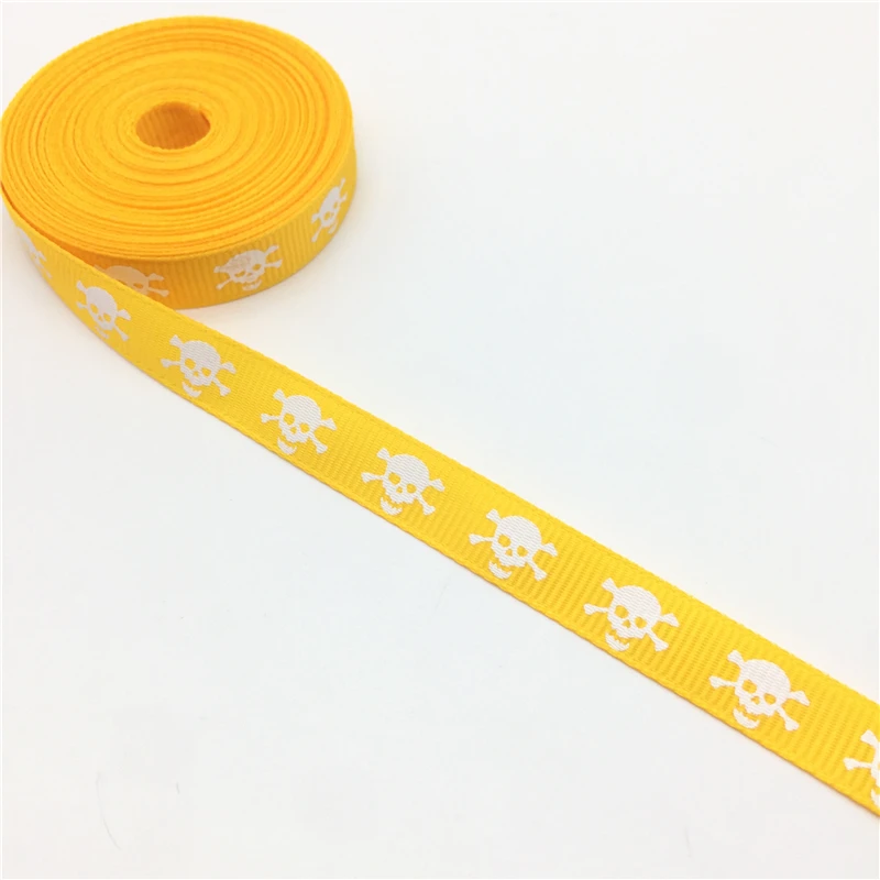 5 ярдов 3/8 &quot(10 мм) напечатанный череп Grosgrain лента для пояса подарочная упаковка