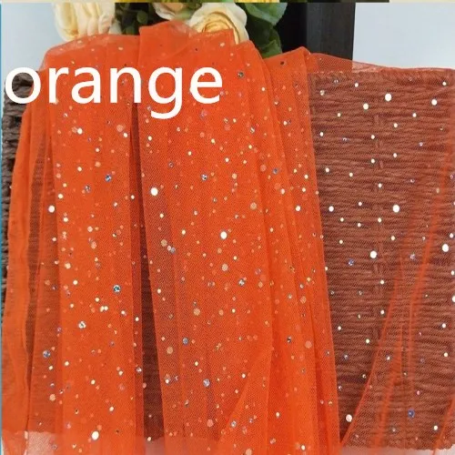 orange 1,6*1 ярдов, мягкий тюль, лазерная блестка, ткань, сделай сам, детская юбка-пачка для душа, сшитое платье принцессы для свадебной вечеринки, Декор, африканская ткань - Цвет: orange