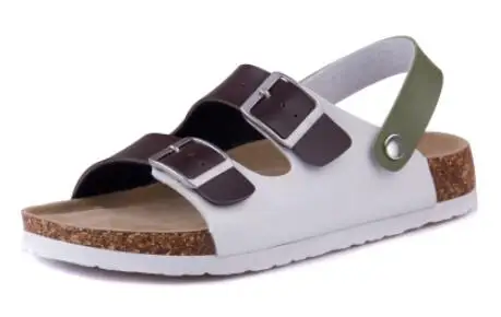 brown green FeiYiTu/Новые летние пляжные сандалии пробковые повседневные мужские сандалии с пряжками обувь на День святого Валентина Размеры 35-44, черные, белые, коричневые, бежевые - Цвет: brown green