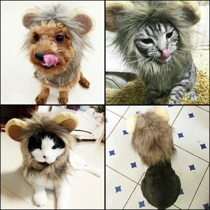 Костюм для домашних животных кошек Лев грива парик шапка собак Хэллоуин