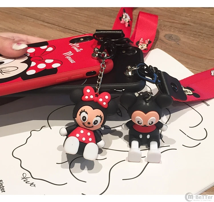 For Samsung Note 8 case cute mouse phone cover Galaxy S6/S7 edge cartoon animal note 5 couple shell + strap toy holder |