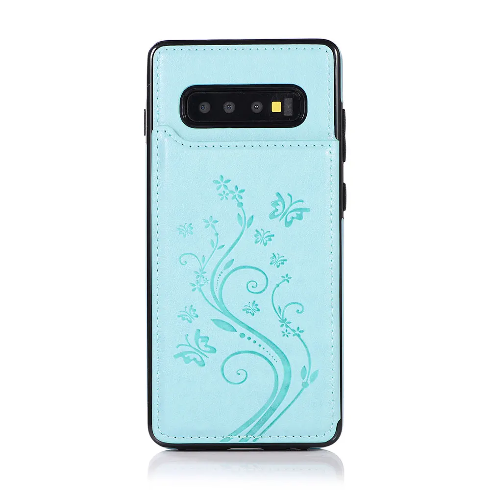 Чехол KISS в винтажном стиле из искусственной кожи чехол s для samsung Galaxy S8 S9 S10 Plus S10e слот для карт чехол для телефона samsung Note 9 8 чехол - Цвет: Небесно-голубой