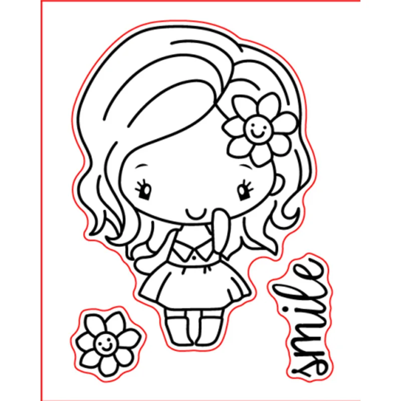 Smile Girl Цветок Прозрачный штамп прозрачные штампы для DIY Скрапбукинг Фотоальбом