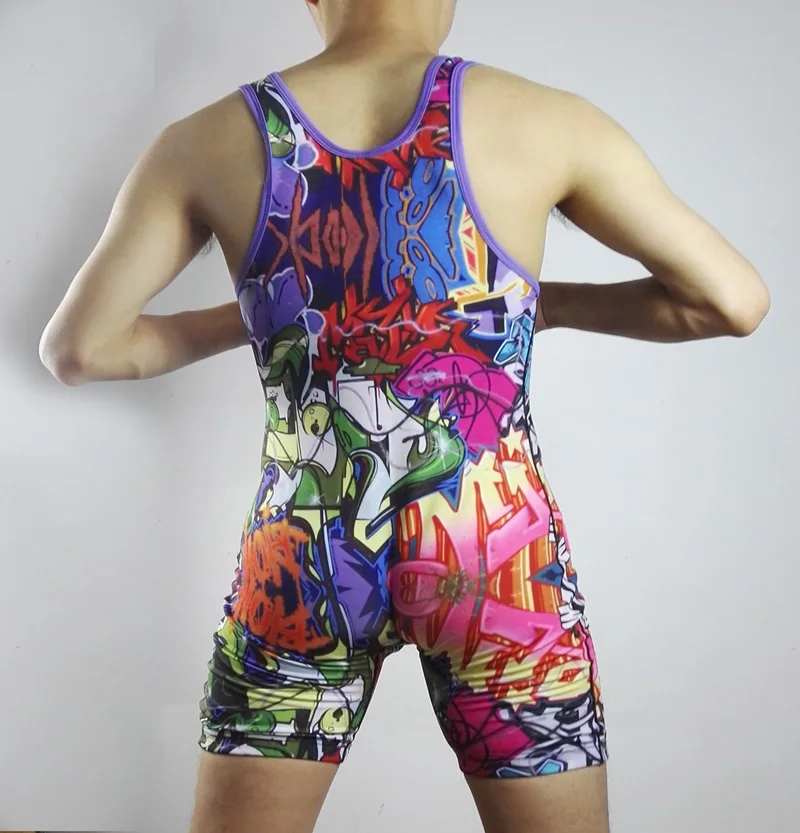 Мощный Брайан Мужское боди для борьбы одежда облегающий костюм мужской цельный