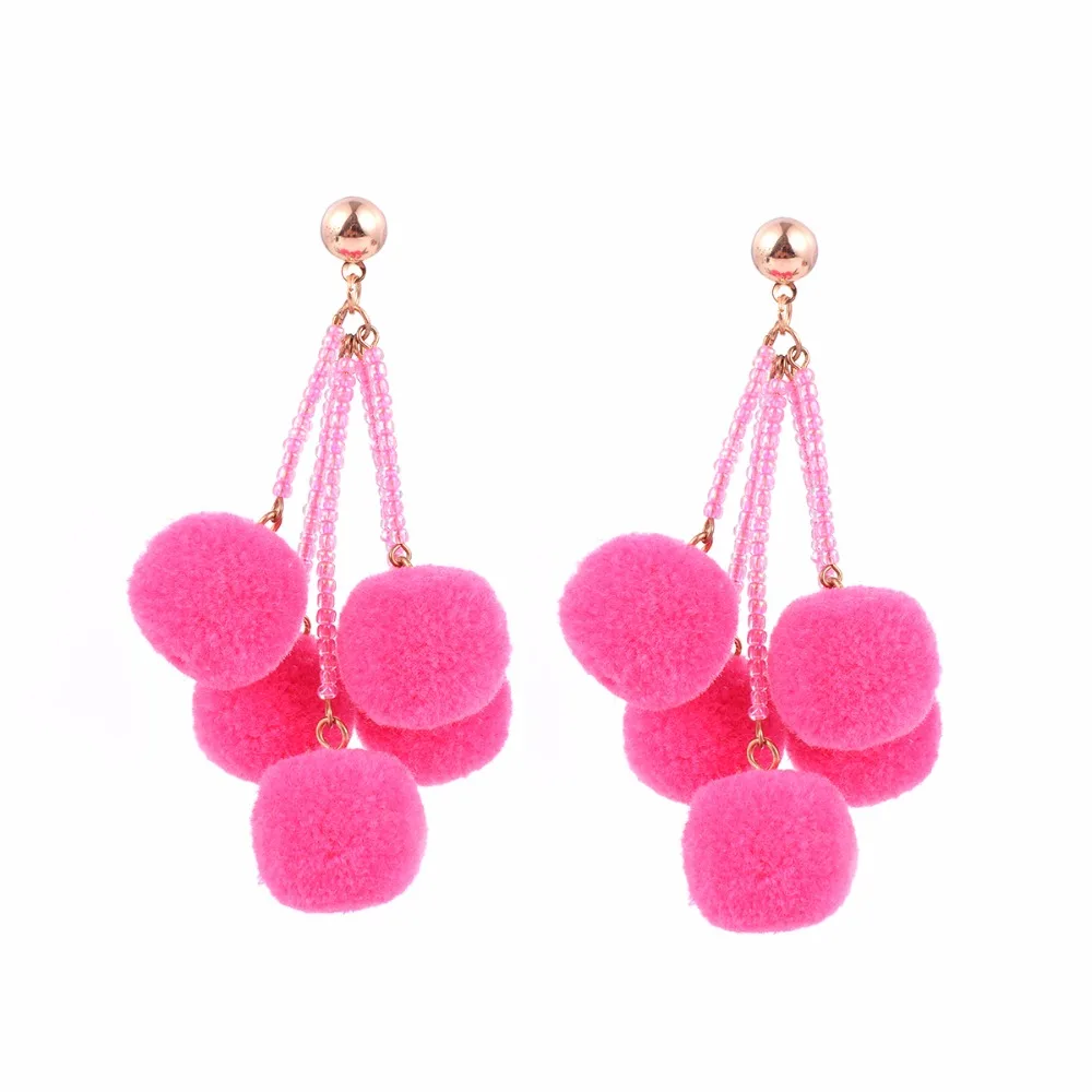 

Ingesight.Z Bohemian Colorful Beads Pompon Tassel Dangles Drop Earrings for Women Spike Dangle Eardrop Brincos