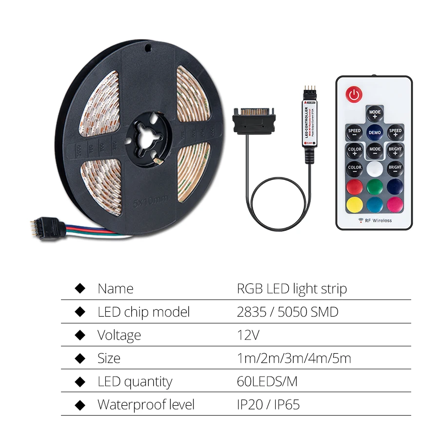 SATA Интерфейс RGB Светодиодные ленты свет DC 12 V Водонепроницаемый диода Лента Неон