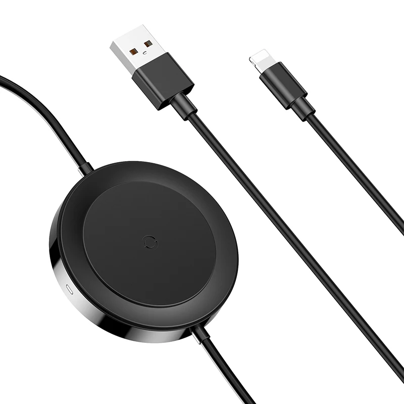 Black Беспроводное зарядное устройство Baseus Qi для iPhone X XS Max XR 8 samsung S10 быстрая Беспроводная зарядка USB кабель для iPhone 7 6 6s Plus - Цвет: Black