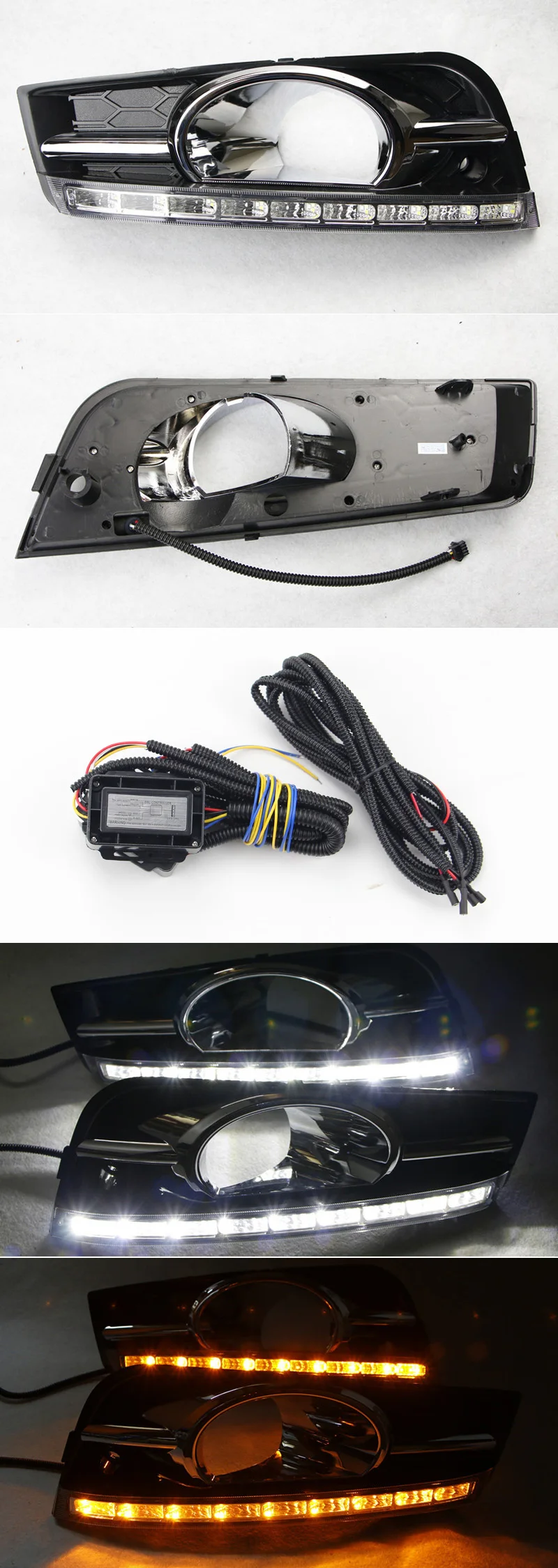 Для Chevrolet Cruze 2009~ дневной ходовой светильник DRL светодиодный противотуманный фонарь с желтым поворотным сигналом