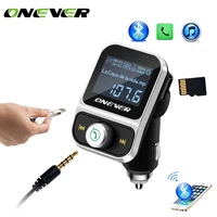 onever car mp3 player bluetooth fm transmitter handsfree with 2 usb ports car charger support u disk tf card aux audio in output