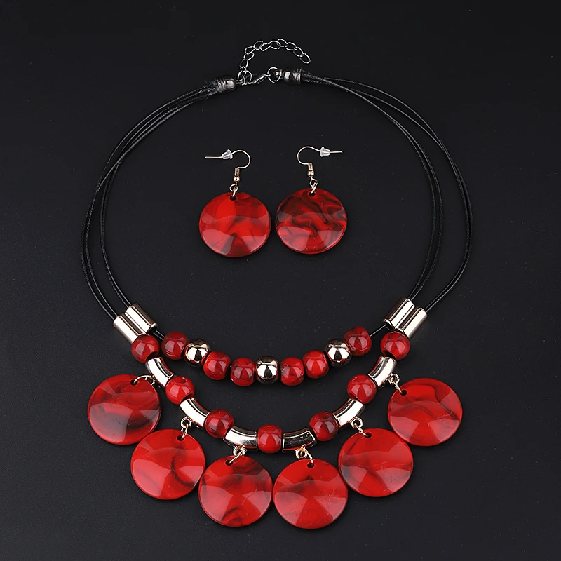 Fashion Large Choker Necklaces Earrings Set For Women Exagrated Wedding Jewelry Set Rope Chain Stateme Necklaces Amazing Price