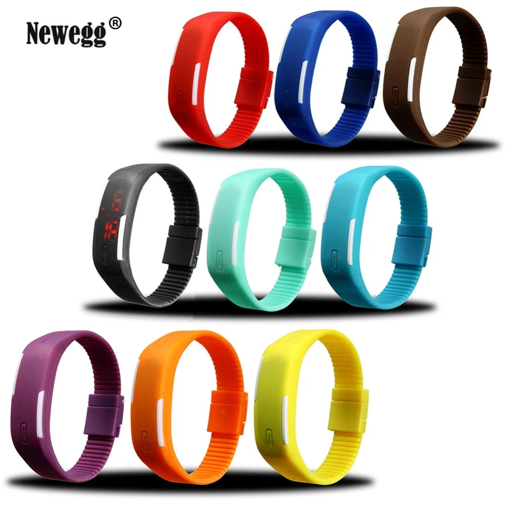 2017 силиконовые светодиодные спортивные часы Женское платье детские электронные