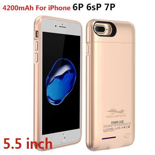 Для iPhone 6 6s 7 plus внешний аккумулятор зарядное устройство чехол для сотового телефона power Bank power bank зарядный чехол крышка Встроенный металлический лист - Цвет: gold  for I6 7 plus