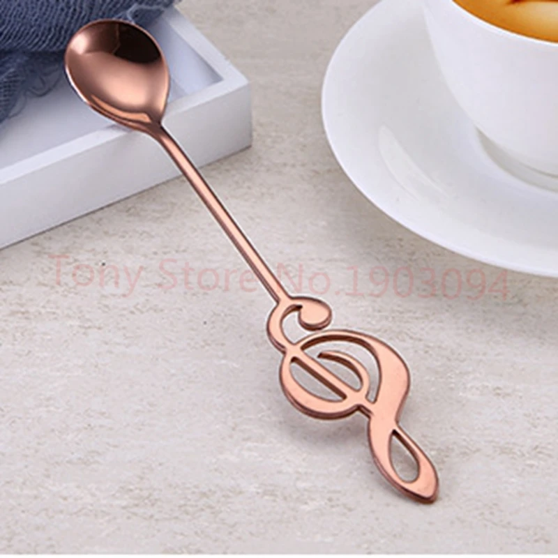 300pcs Stainless Steel Musical Note Dessert Spoon Coffee Stir Durable Scoop Exquisite Tableware Gift Milktea Tea Ice-cream | Дом и сад