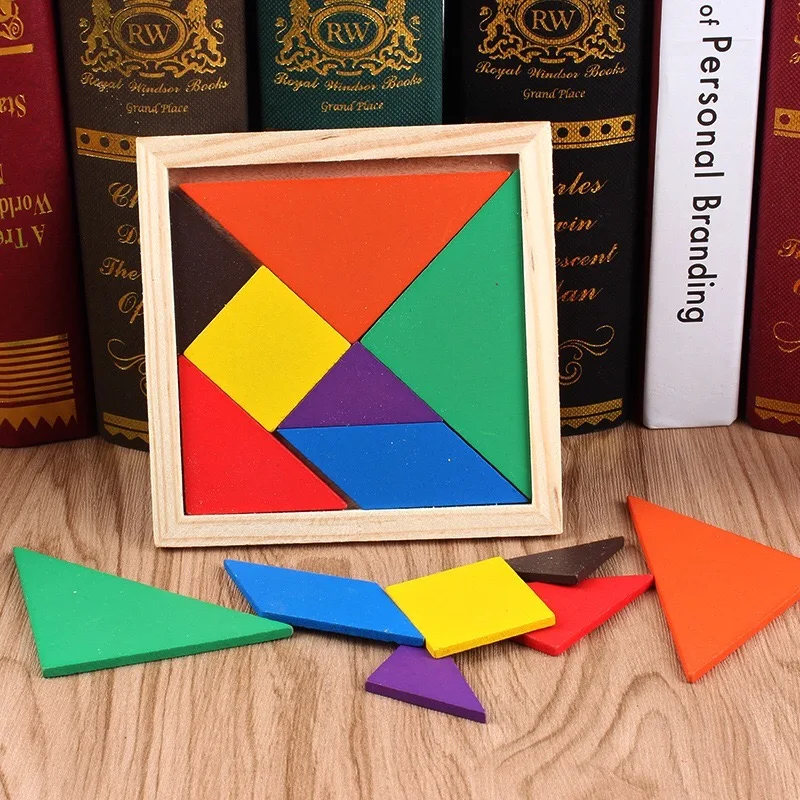 Красочные деревянные Tangram головоломки игрушки тетрис игра дошкольного волшебства интеллектуальная развивающая детская игрушка GYH