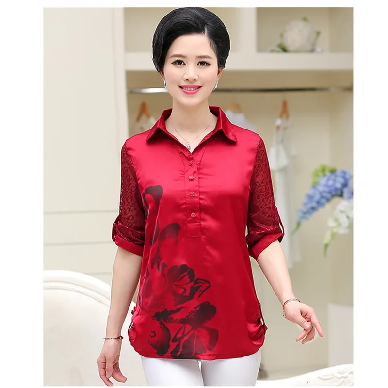 Женская блузка для женщин среднего возраста сезон весна-лето 2019 одежда большого