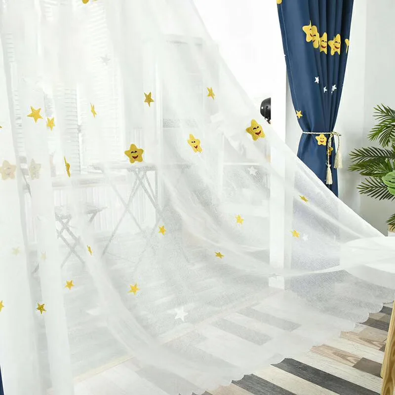 Детская комната вышитые звезды занавески затемненные для детской спальни