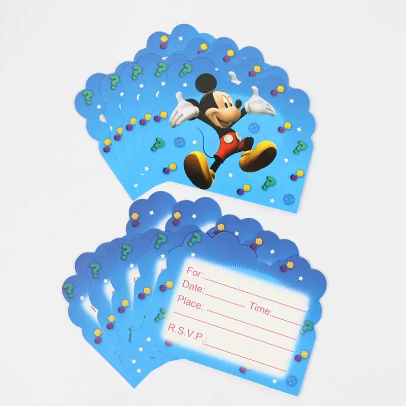 card 10pcs Тема Микки Мультфильм партия набор шар посуда тарелка салфетки баннер день рождения коробка конфет детский душ вечерние украшения - Цвет: card 10pcs