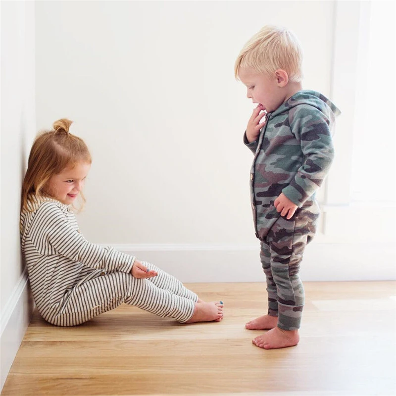 

Детский однобортный камуфляжный комбинезон pudcoco, весна 2018