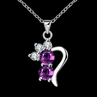 garilina best selling personality silver color set with purple cubic zirconia ladies necklace ap2108
