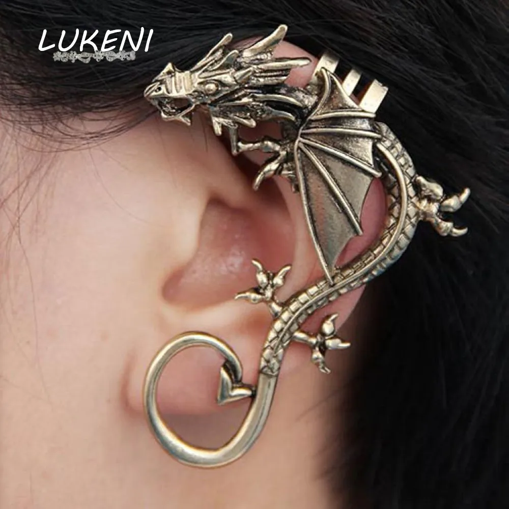 

LUKENI 5Pcs/Lot Free Shipping Fashion Jewelry 2017 Punk Dragon Long Ear Cuff Earring Jackets For Women And Men EJ006