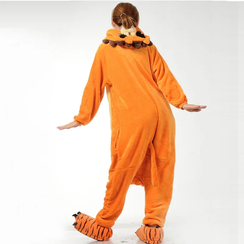 Для женщин Kigurumi оранжевый Лев Onesie для взрослых новая зимняя фланель толщиной