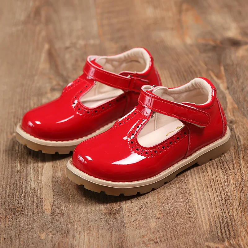 Autumn Children Girls Glowing Sneakers Shoes Kids Baby Patent Leather Princess Fashion Retro T-Shaped Child | Детская одежда и