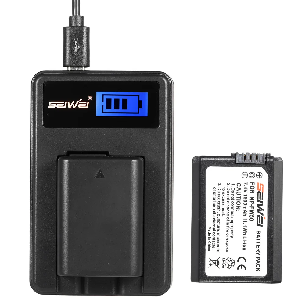 NP FW50 2 Упак. 7 4 V 1500mAh литий ионный аккумулятор с ЖК зарядным устройством USB для Sony