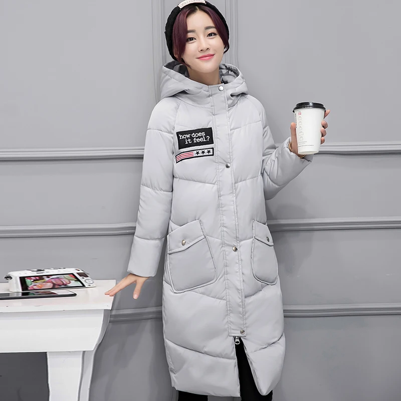 Зимняя куртка женская Повседневная Длинная теплая пуховая хлопковая стеганая