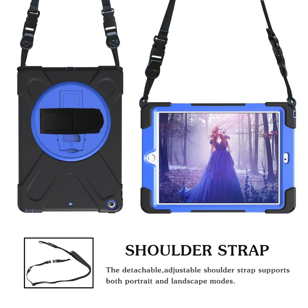 Case For Apple New iPad 9.7 2017 A1822 A1823 Kids Safe Shockproof Soft Silicone Stand Armor Cover Hand Hold Wrist Shoulder Strap |